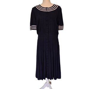 Vintage South Plaza Navy Nautical Blue Sailor Midi Dress Women's Size 10?
